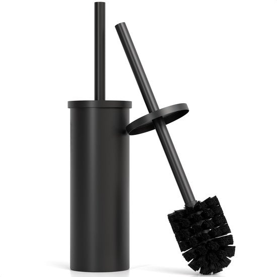 Avalo Toilettenbürste mit Halter - Freistehend - Edelstahl Schwarz - Toilettenbürste mit Halter