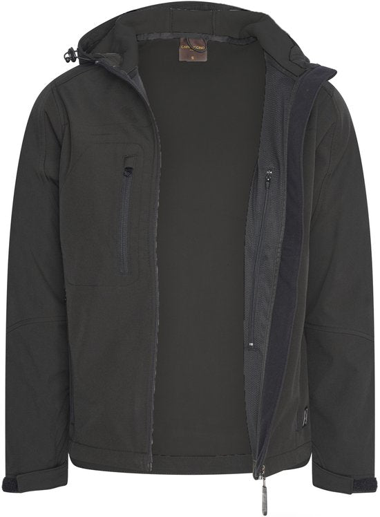 Cappuccino Italia - Herren Outdoor Jacke Softshell Jacke mit Kapuze - Schwarz - Größe S