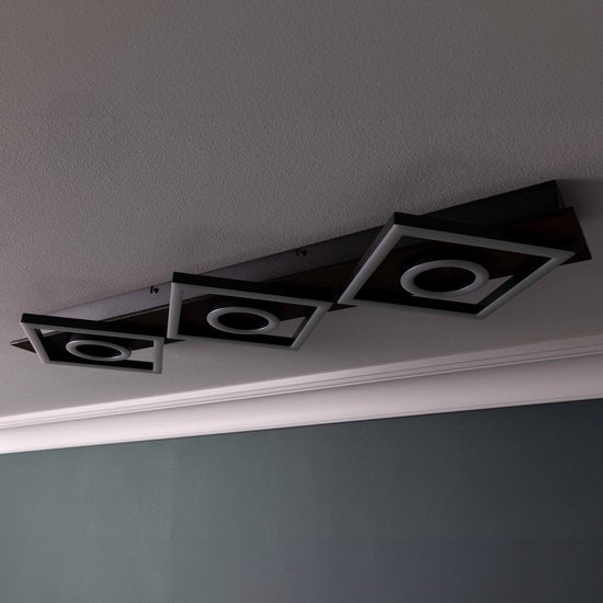 Brilliant Deckenleuchte Maureen - 88 cm - Schwarz mit Holz