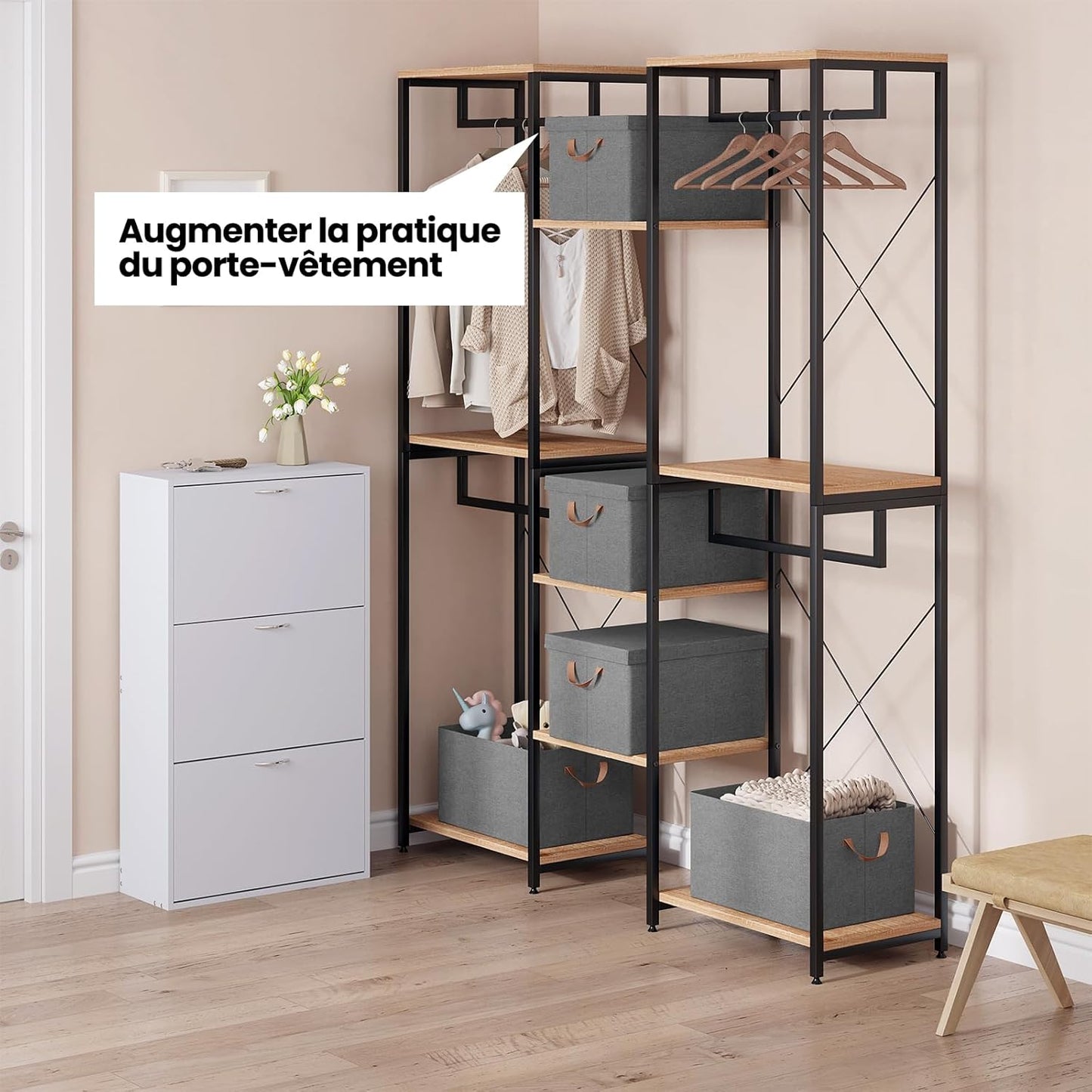 WOLTU Aufbewahrungsboxen, 5-teiliges Set – Grau – 43 x 26 x 33 cm