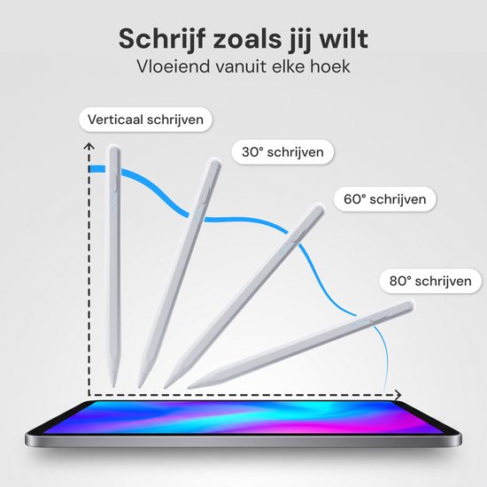 Nuvance Stylus-Stift – Geeignet für Apple iPad 2018–2026 – Touchscreen-Stift – Inkl. 6 Spitzen – Pencil