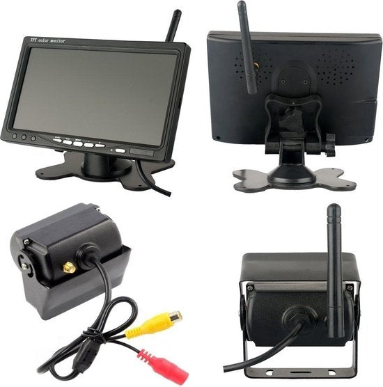 Strex Rückfahrkamera Set - Wireless - 7" Bildschirm - 18LED Nachtsicht 15m - IP67 Wasserdicht - Schwarz
