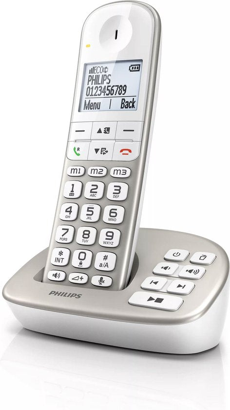 Philips Home phone XL4951S/38 - Festnetz - 1 Mobilteil - Schnurlos - mit Anrufbeantworter - Praktische Extras für Senioren - Weiß