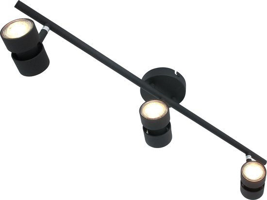 Spot Natasja 7903ZW, schwarz, 3-flammige, dimmbare GU10-Deckenleuchte mit Metall- und Kunststoffkonstruktion, modernes Design, 68 cm breit – Steinhauer