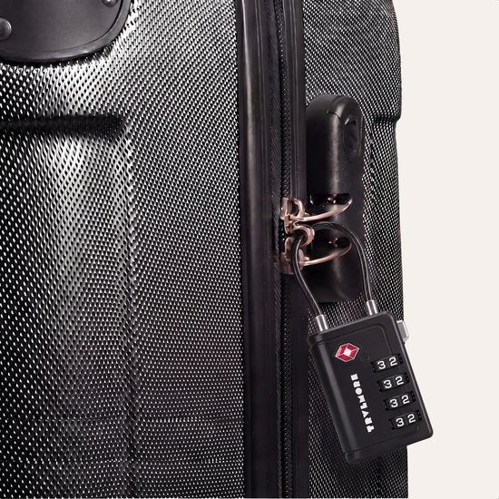 TRVLMORE Kofferschloss mit Kabel – TSA-zertifiziert – Alarmfunktion – 4-stellig – 2 Stück – Schwarz