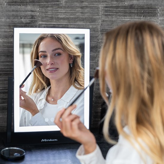 Mirlux Make Up Hollywood-Spiegel mit Beleuchtung (44x30cm) - Vision - Dimmbare LED-Birnenbeleuchtung - Weiß