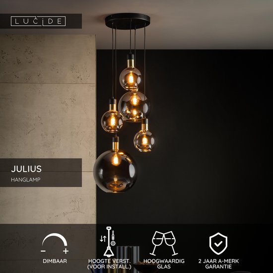 Lucide JULIUS – Hängeleuchte – 5xE27 – Fumé