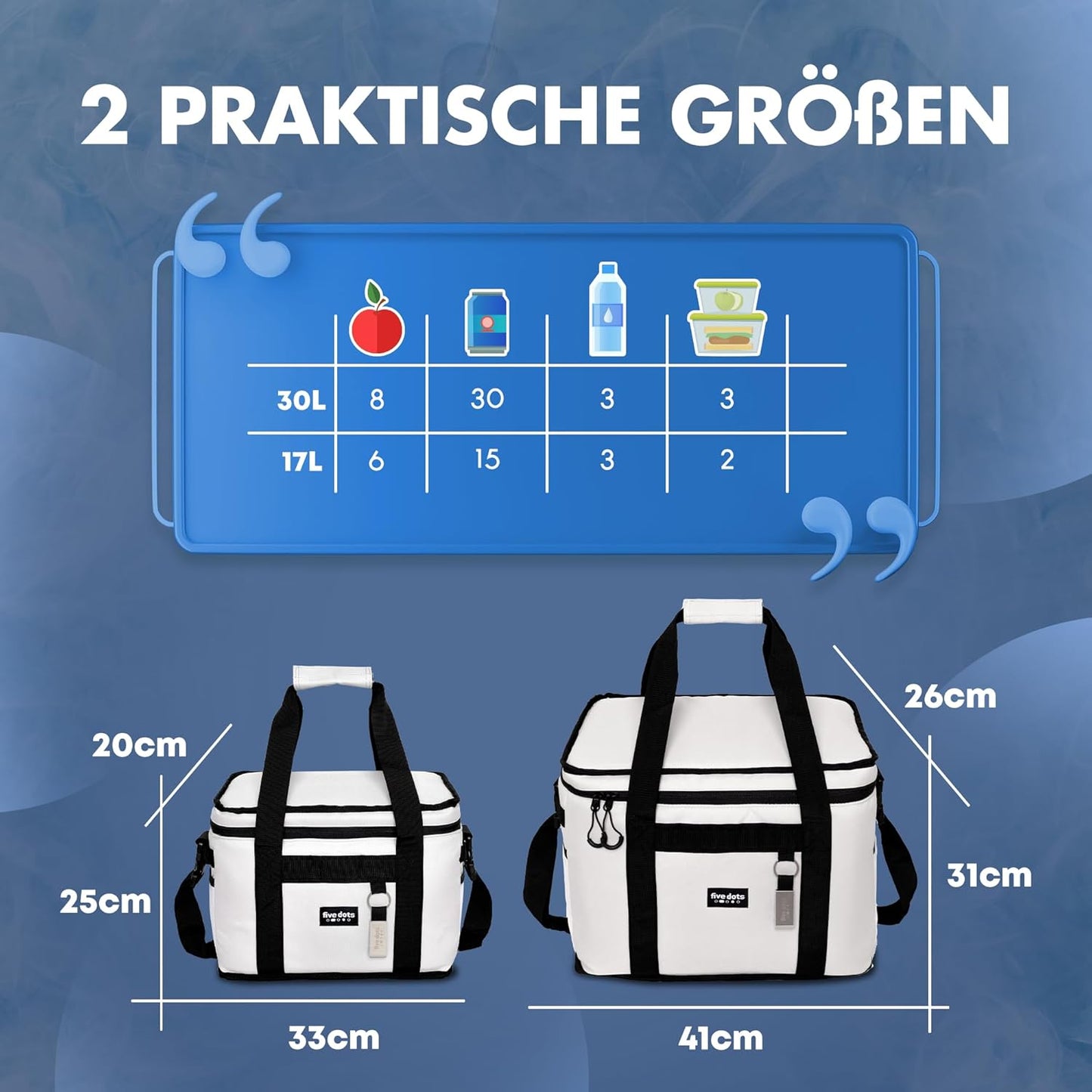 Five Dots Kühltasche - 17L - Grau - 25 x 33 x 20 cm