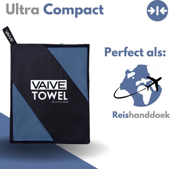 VAIVE Handtuch aus Mikrofaser - Strandtuch 100x200 - Badetuch - Reisehandtuch Schnell trocknend - Blau
