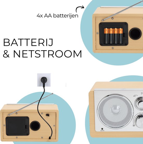 Denver Tragbares FM-Radio - Retro - Batterie- oder Netzbetrieb - Küchenradio - AM - FM - TR63 - Holz