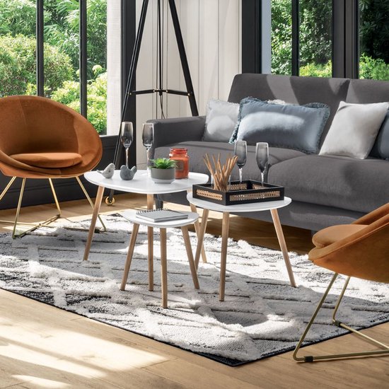 Atmosphera Créateur d'intérieur® Couchtisch im 3er-Set – Couchtisch – weiß – Holz – Eiche – Wohnzimmer