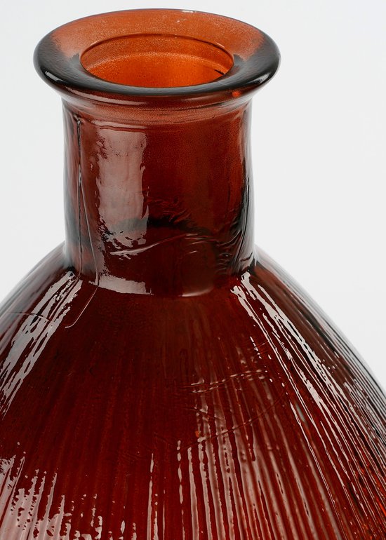 Mica Decorations Firenza Flaschenvase - H59 x Ø29 cm - Recyceltes Glas - Dunkelbraun
