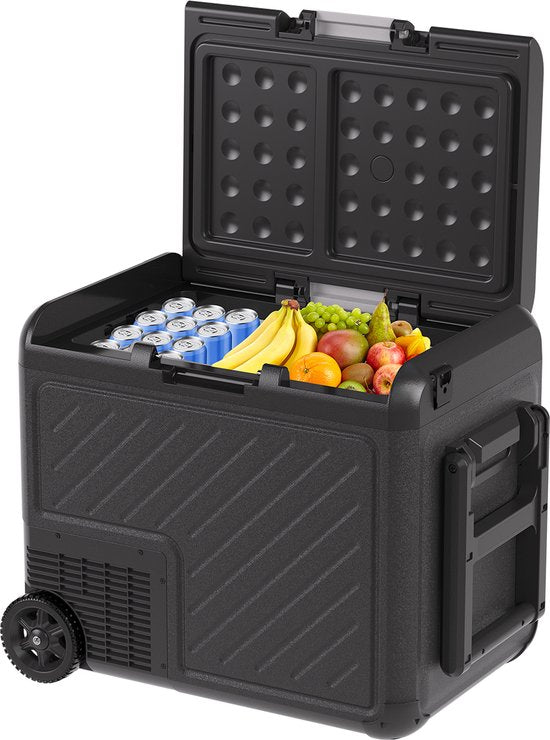 Auronic Electric Cool Box - Kompressor - Mit Rädern - 12V 230 Volt - Auto - 50L - Schwarz/Grau