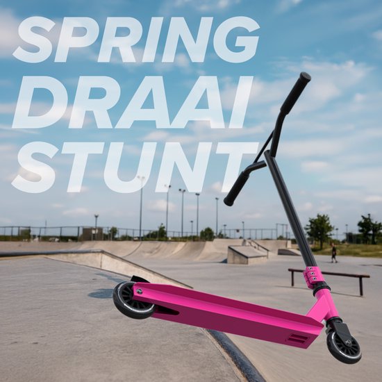 LifeGoods Stuntstep Fly X - 6+ Jahre - Schritt für Kinder - Jungen/Mädchen - 100mm - 100KG - Schwarz/Rosa
