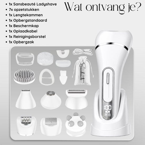 Sansbeauté® 7-in-1-Ladyshave für Frauen – Gesicht – Achseln – Beine – Epilierer – Trimmer für Frauen und Damen – Bikini-Trimmer für Damen – Intim-Trimmer für Frauen – Rasierapparat für Frauen