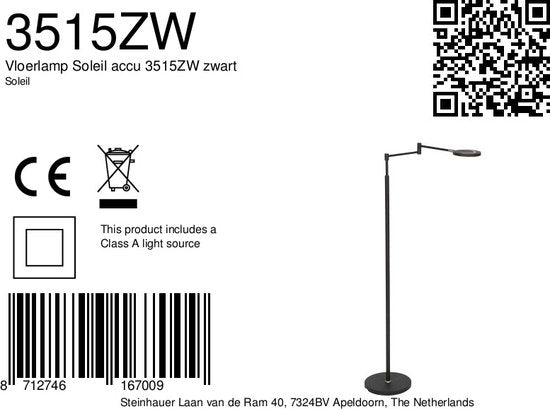 Steinhauer Stehleuchte Soleil - schwarz - Aluminium - 3515ZW