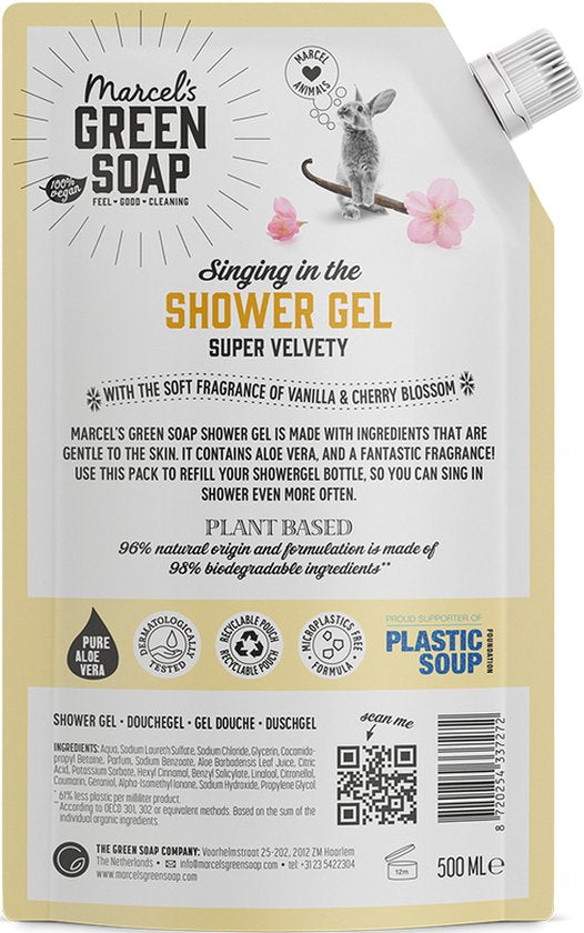 Marcel's Green Soap Duschgel-Nachfüllpackung – Vanille & Kirschblüte – 6 x 500 ml