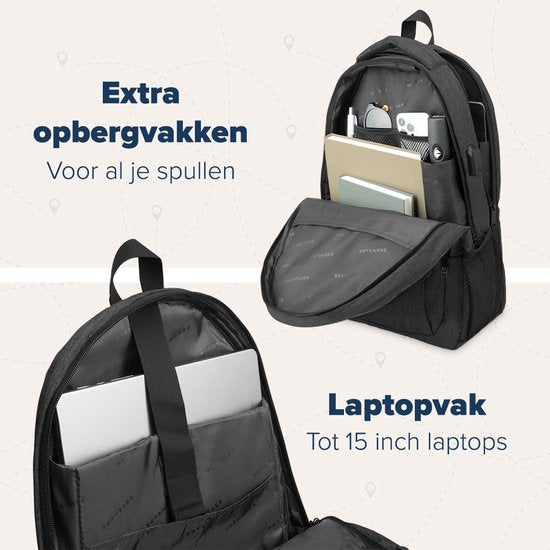 TRVLMORE Rucksack - 28L - 15.6 Zoll - Laptop-Rucksack - Schultasche Laptop-Tasche - Spritzwassergeschützt - Männer und Frauen - Anthrazit