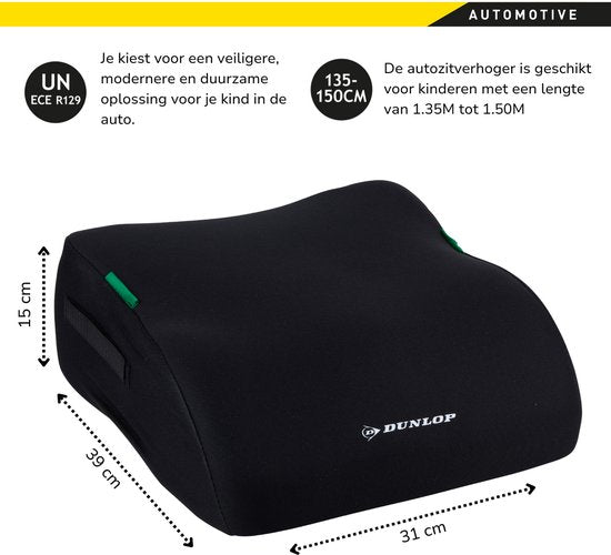 Dunlop Kindersitz Schwarz – Sitzerhöhung – Autositz – Sitzerhöhung für das Auto – Kinder – Autokindersitz – Sitzerhöhung für das Auto