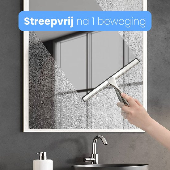 Bodenwischer Bad - inkl. selbstklebendem Haken - Einfache Lagerung - Keine Streifen - Duschwischer - Fensterwischer - Luft