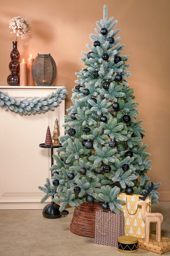 Black Box Trees Nagoya Weihnachtsbaum „Frosted“ mit Scharnierkonstruktion – Kunstbaum mit voller Ausstrahlung und 738 Zweigen – Weihnachtsdekoration für den Innenbereich – H 150 x Ø 91 cm – Grün