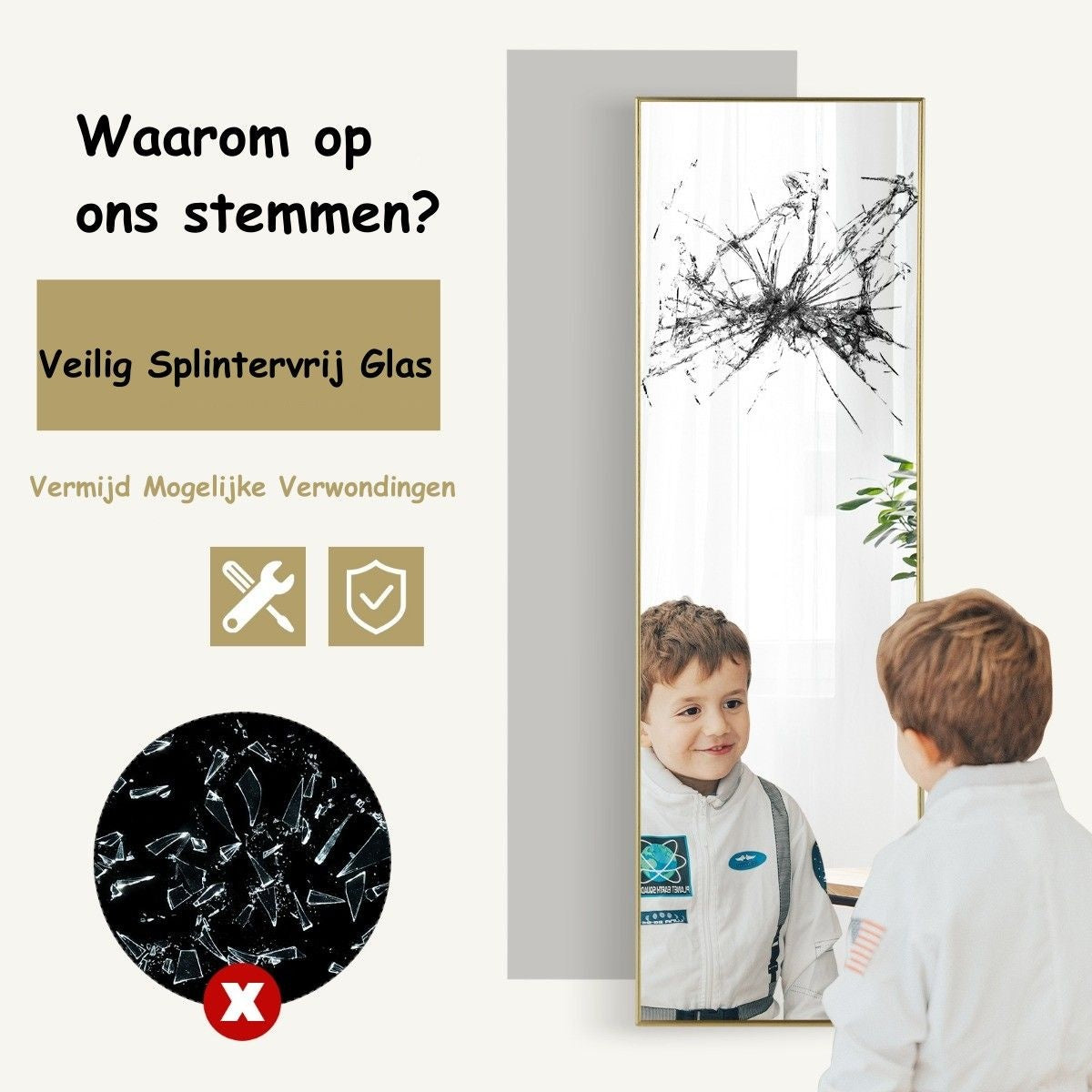 Coast 37 x 120 cm Ganzkörperspiegel mit höhenverstellbaren Hängehaken Wandspiegel Golden