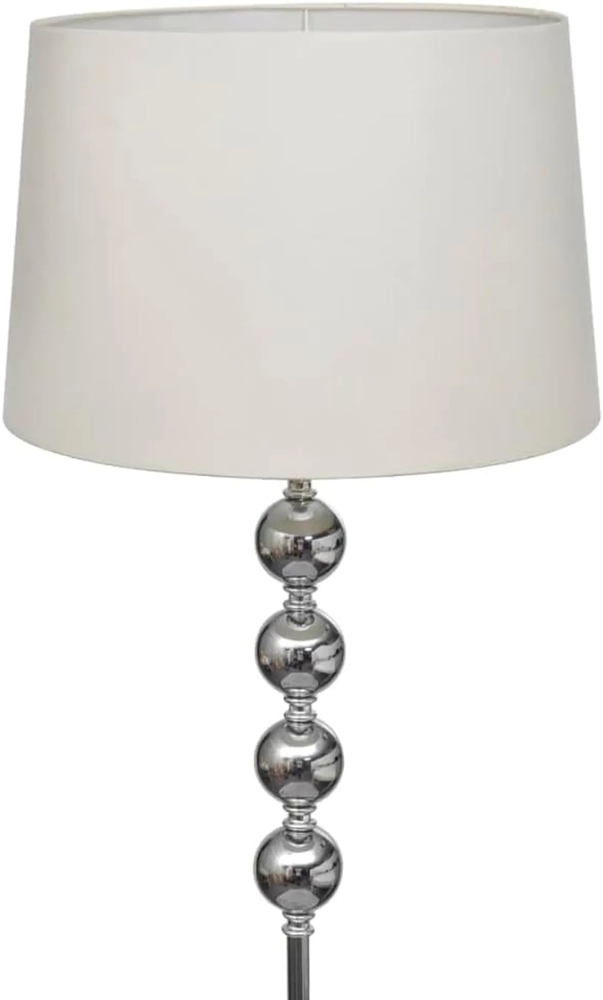 VidaXL Stehlampe mit 4 Glühbirnen – weißer, runder Lampenschirm, Ø 38 cm – Chrom mit Fußschalter – E27