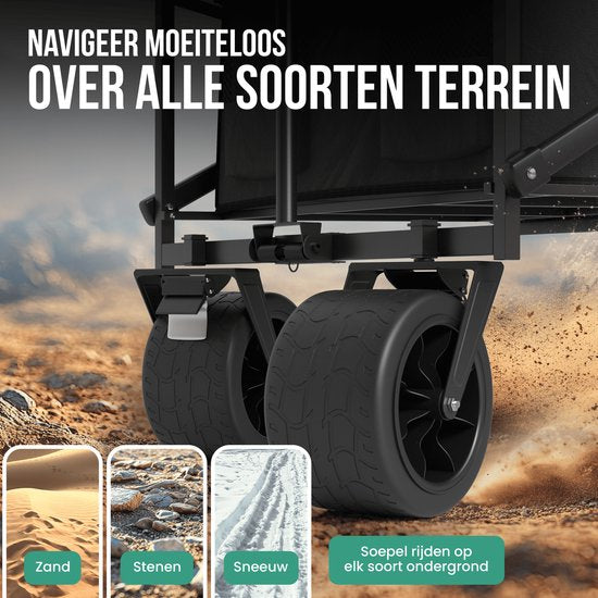 Avalo Wagon mit Dach XL - faltbar - bis zu 110KG - 97x60x105 CM - 120L - 360º Räder - Schwarz