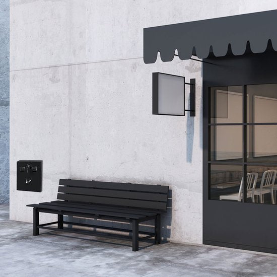 BRASQ Wandaschenbecher Schwarz - Aschenbecher - Outdoor Aschenbecher - Wandaschenbecher abschließbar