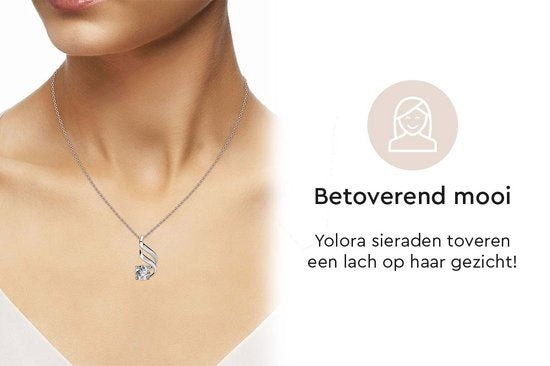 Yolora Damen Halskette mit Kalpa Camaka Kristall Anhänger - Farbe Silber - 18K Weißgold plattiert - Geschenkbox - Muttertagsgeschenk