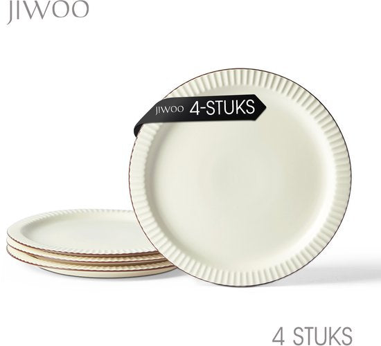 4er-Set Essteller (Ø 21,3 cm / 8,5 Zoll), Frühstücksteller, Pastateller, Pizzateller, Geschirrset für 4 Personen, geeignet für Restaurants, Gastronomie, Feiern, Familienfeste, Bankette und Picknicks, mikrowellen- und spülmaschinenfest, Keramik