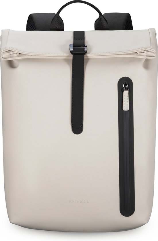 Pathsail Rolltop Rucksack - 13.5L - 15.6 Zoll - Beige - Wasserabweisend - Metallschnalle - Laptop-Fach