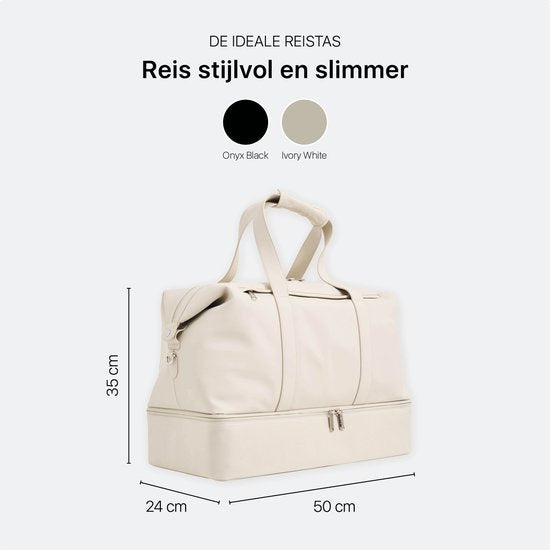 ONYX The Weekender Reisetasche für Damen und Herren – 50 l Wochenendtasche – Duffel Bag als Handgepäck – Elfenbeinweiß