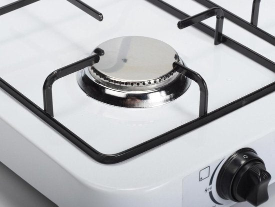 Campart Campingkocher KO-6383 – 3-flammige Campingkocher – Gaskocher mit Edelstahlbrenner – Weiß