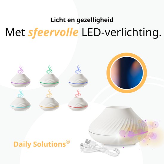 Daily Solutions® Aroma Diffusor - Duft und Farbe - Luftbefeuchter - Aroma Diffusoren - Vernebler - Duft Diffusor - Wohltuende Atmosphäre - Weiß