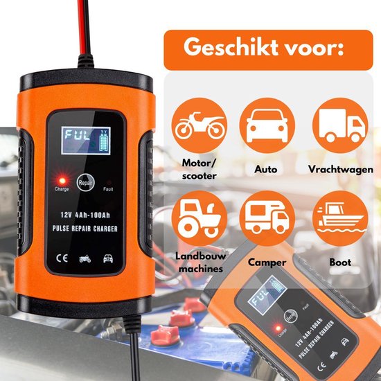 VERTREX Batterieladegerät - Erhaltungsladegerät - Geeignet für Motorrad Auto Motorroller - 12V 6A