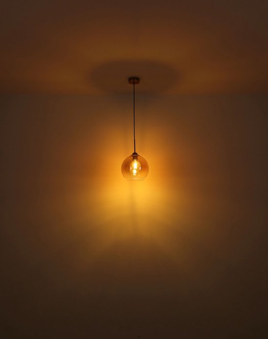 Globo – Hängeleuchte – JAMESSA – bernsteinfarben – Glas – Ø 25 cm – E27 – 15788H