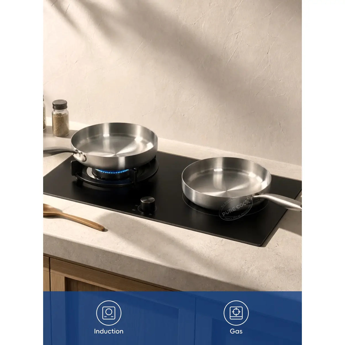 PURE COOK 304 dreischichtige Edelstahl-Pfanne – 20 cm – induktionsgeeignet – ohne Deckel