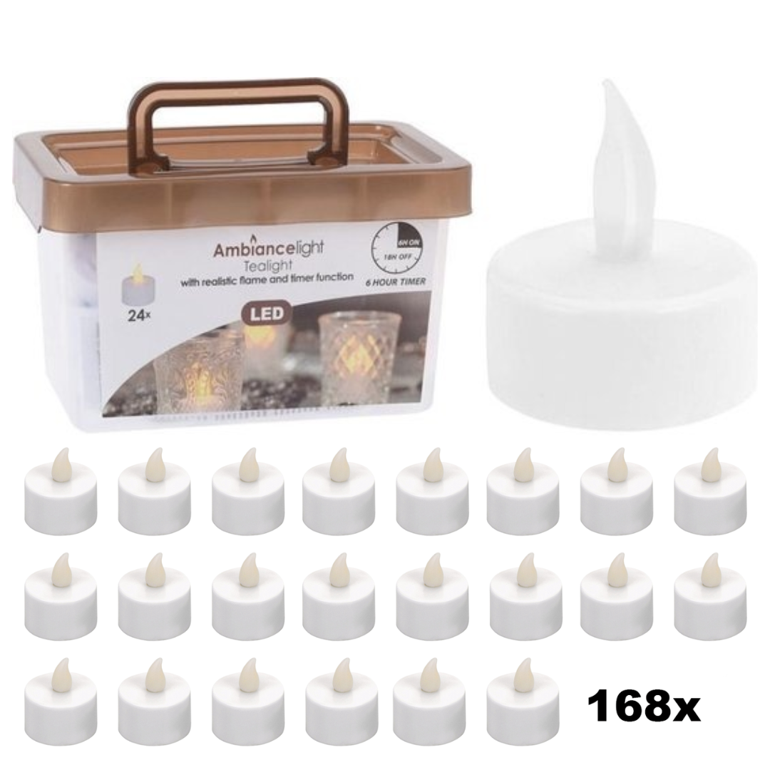 Teelichter LED - Box mit 168 Stück INKLUSIVE Batterie UND Timer