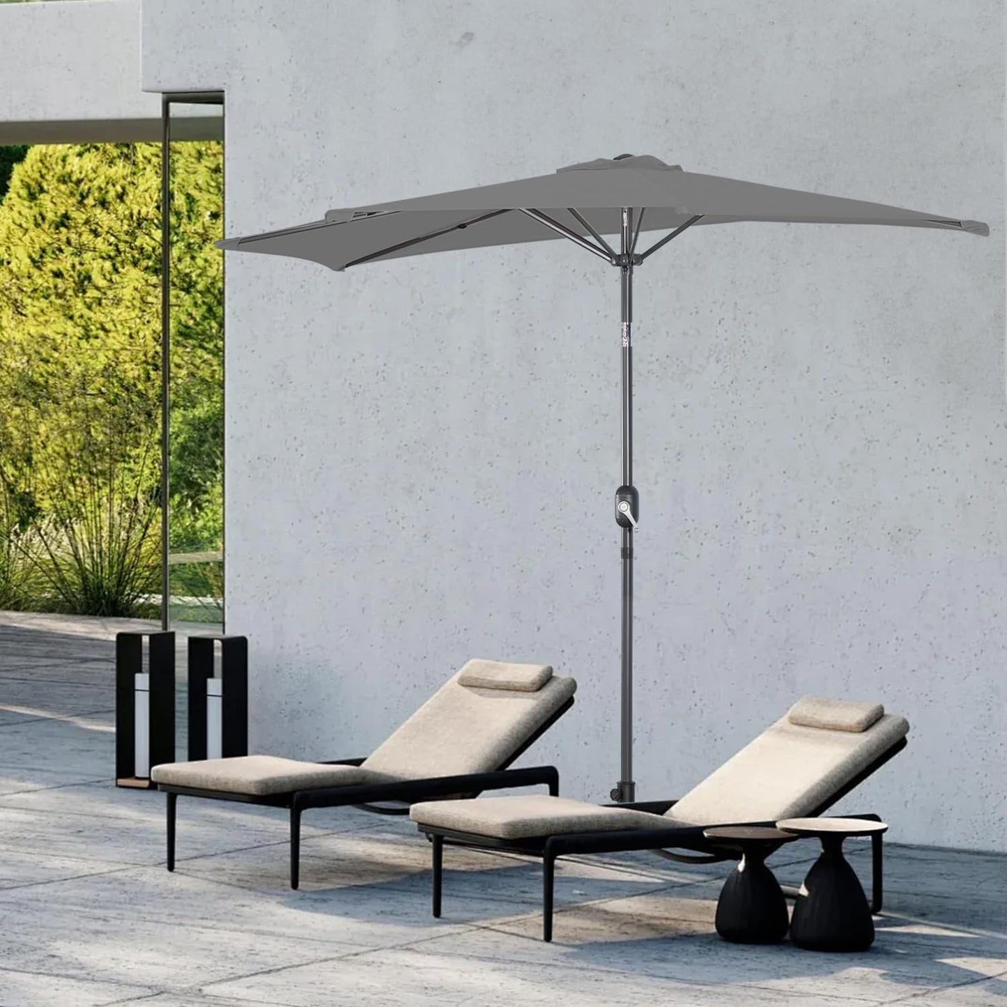 Angel Living Balkon-Sonnenschirm - halbrund - 265 x 130 cm - Grau