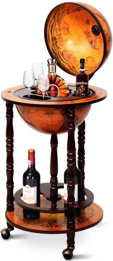 Costway - Weinregal - Globe Bar - Weinbar - Globe Bar - âŒ€ 45 cm - Braun