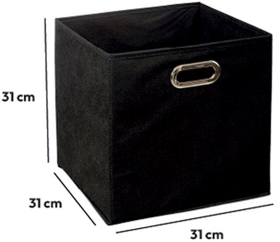 5Five Aufbewahrungskorb/Schrankkorb – schwarz – Leinen – 14 Liter – 31 x 31 x 15 cm – Aufbewahrungsbox – Fächerkorb
