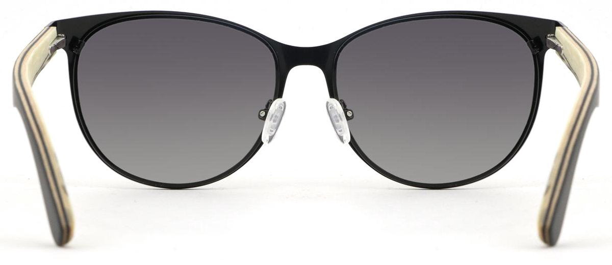 Bluxer® Holzsonnenbrille - Unisex polarisierte UV400 Sonnenbrille - Schwarzer Edelstahlrahmen mit Ebenholzfurnier - Graue Gläser - 145 mm x 50 mm