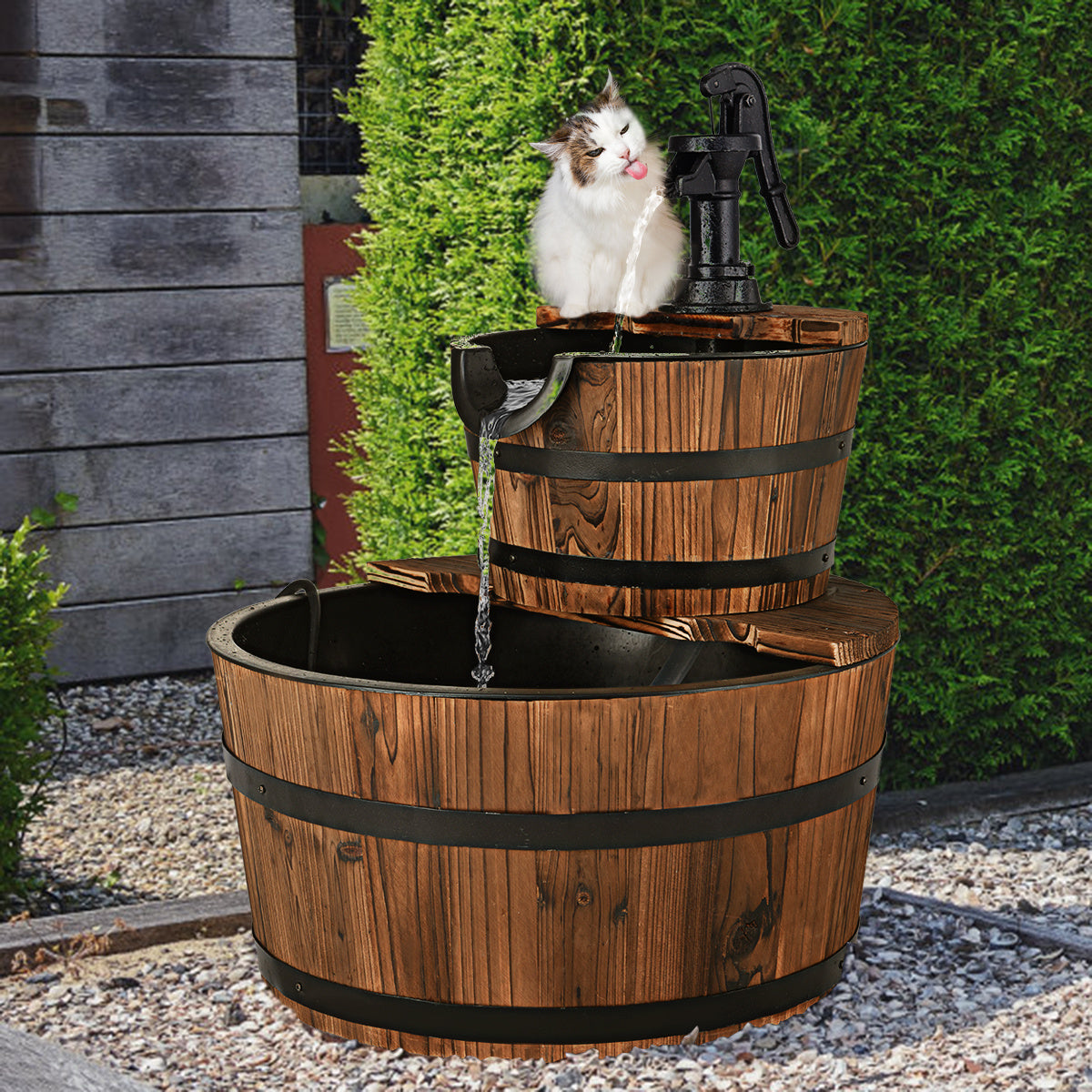 Coast Holzbrunnen mit Wasserpumpe - Ã˜ 44,5cm
