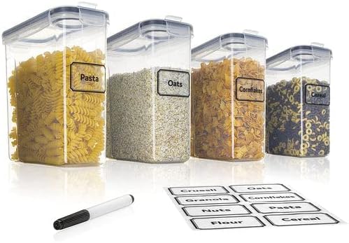 TNM Aufbewahrungsboxen mit Deckel - 4-teiliges Set (4 x 2,5 L) - Luftdicht & BPA-frei - Transparent - Ideal für Müsli, Mehl, Zucker und mehr - Aufbewahrungsboxen aus Kunststoff