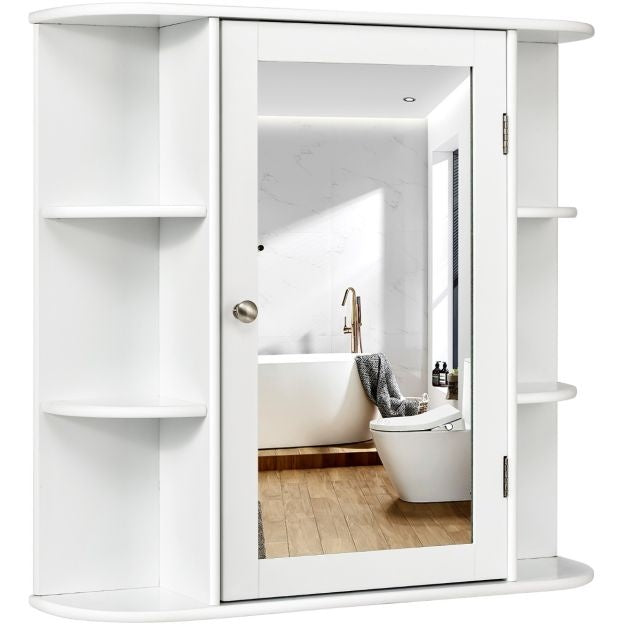 Coast Wandschrank - Mit Spiegeltür und Einlegeböden - 65 x 17 x 63 cm - Weiß