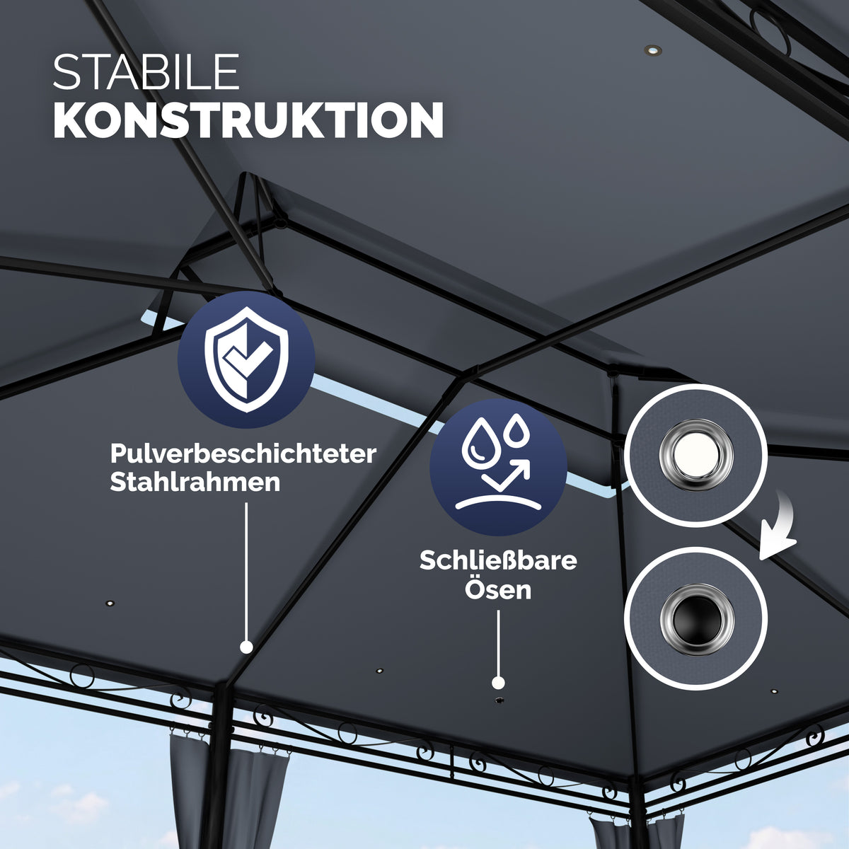 Casaria Topas Pavillon 3 x 4 m – mit Seitenwänden und Belüftungsdach – UV-Schutz 50+ – Stahlrahmen – Anthrazit