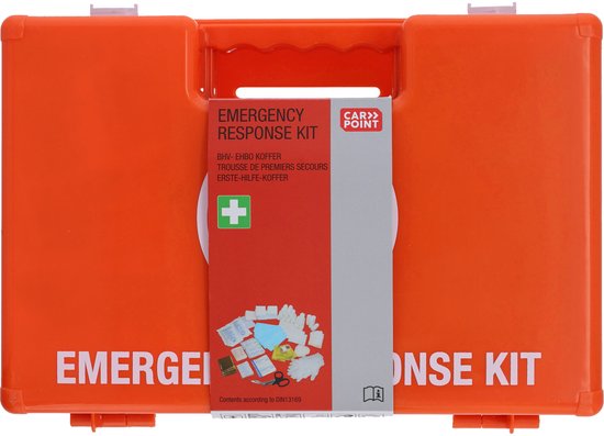 Carpoint Erste-Hilfe-Koffer, 166-teilig – DIN 13169 – Für betriebliche Ersthelfer – 2 Hauptfächer und kleinere Fächer – 33 x 25 x 13 cm