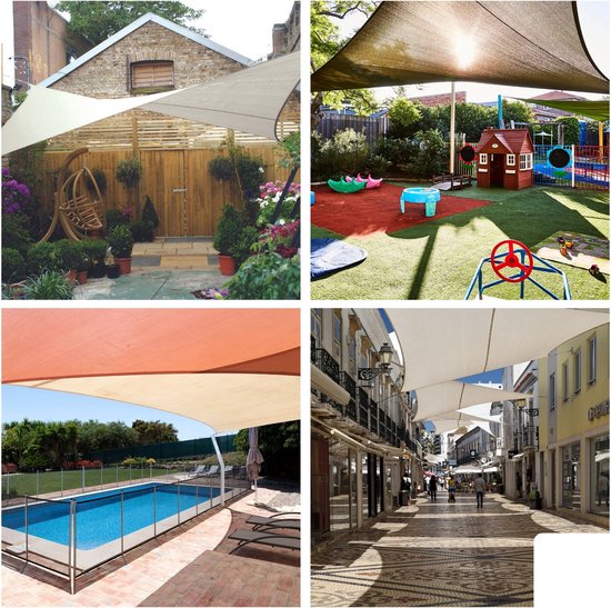 Perel Schattentuch, wasserdurchlässig, luftdurchlässig, 5 x 5 x 5 m, 180 g/m², HDPE, Dreieck, champagner