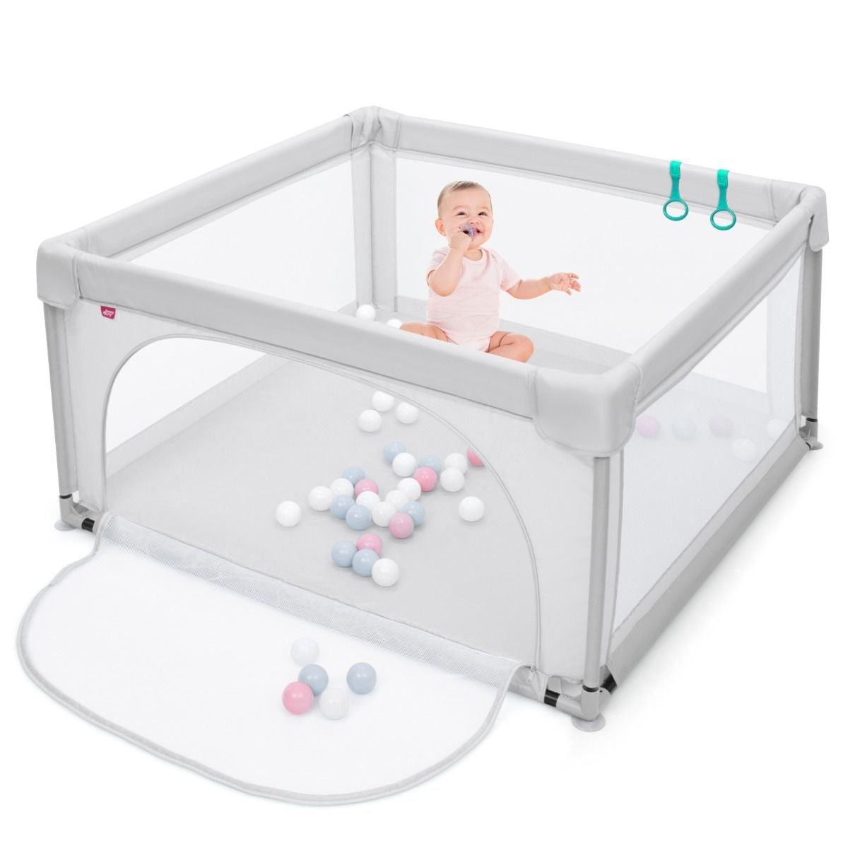 Baby Laufgitter Großes Laufgitter für Kleinkinder mit 50 Spielbällen 120 x 120 x 68 cm Grau